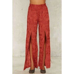 Lucy Paris Nasty Gal Women's Red Petal Embroidered Casual Floral Pants Size S